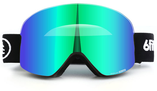 6fiftyfive Green Unisex Orion Lens Frameless Magnetic Ski Goggles