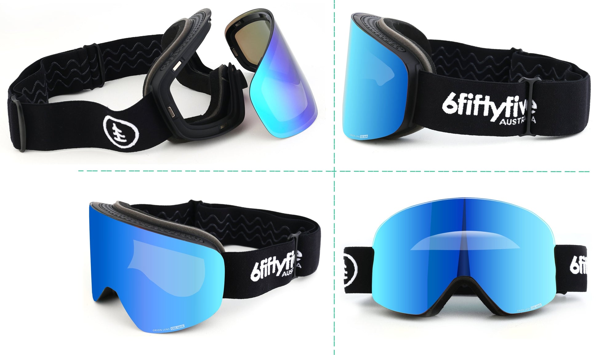 6fiftyfive Ice Blue Multilayer Lens Frameless Magnetic Ski Goggles