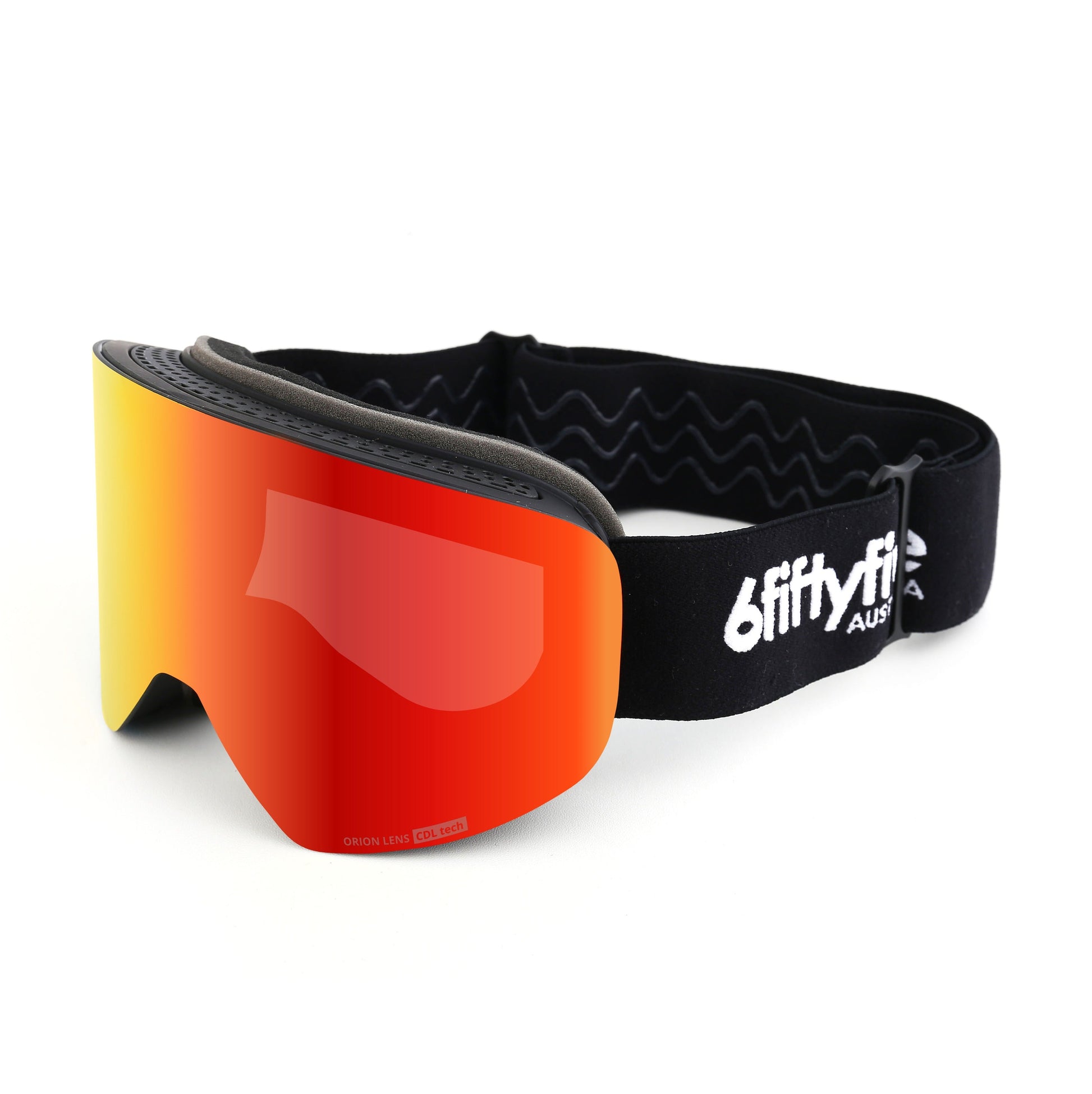 6fiftyfive frameless ski goggles for men and women - multilayer, magnetic, full REVO - FIRE RED - 6fiftyfive