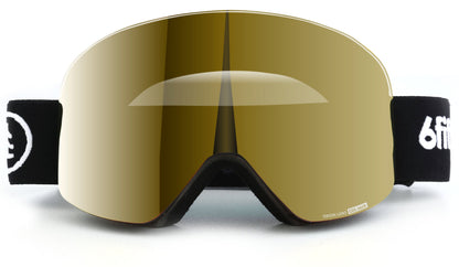 6fiftyfive frameless ski goggles for men and women - multilayer, magnetic, full REVO - GOLD - 6fiftyfive