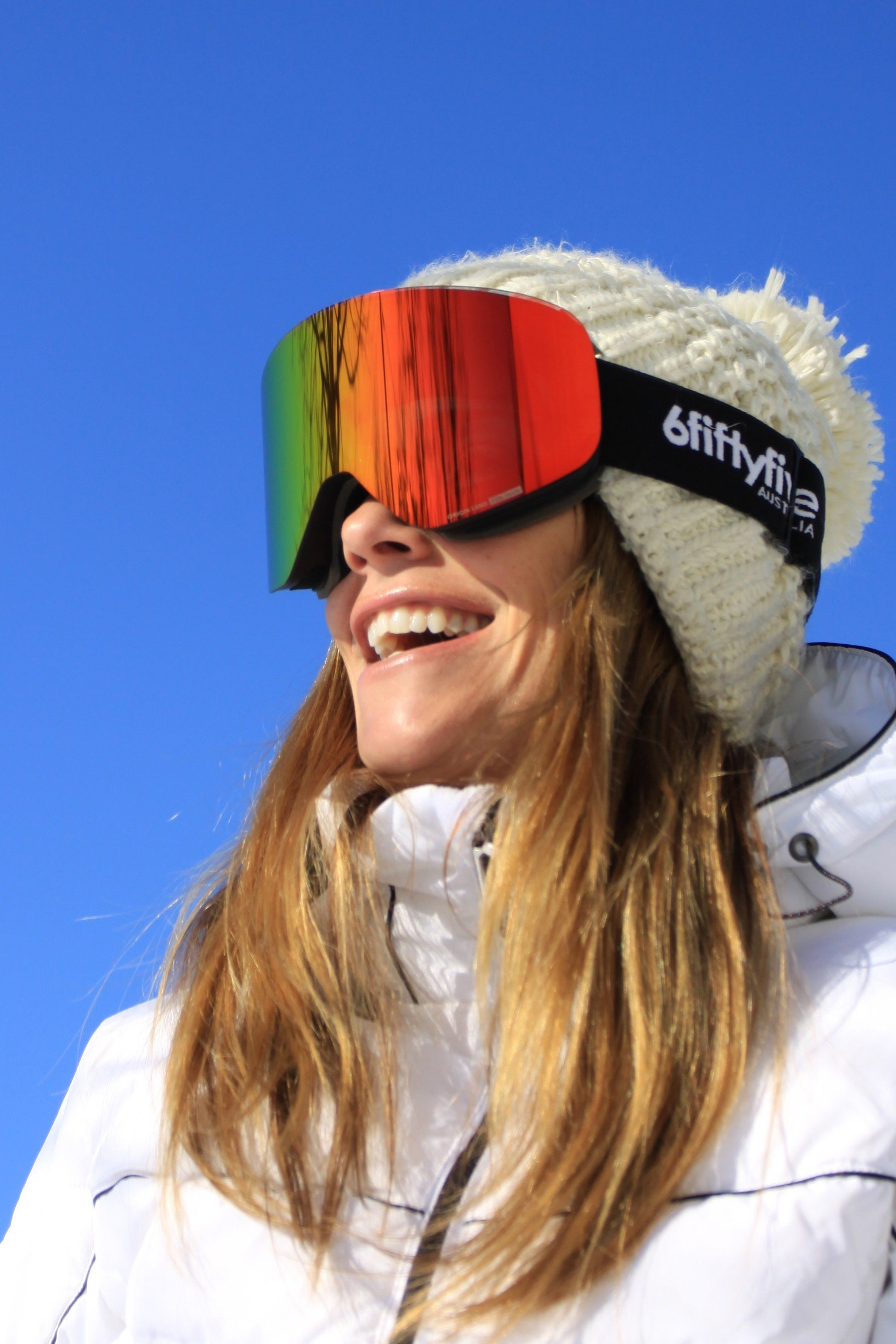 6fiftyfive | 6fiftyfive frameless ski goggles for men and women - multilayer, magnetic, full REVO - Red.